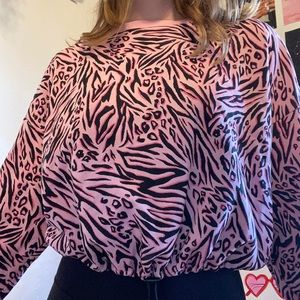 Cropped Pink Zebra Sweatshirt